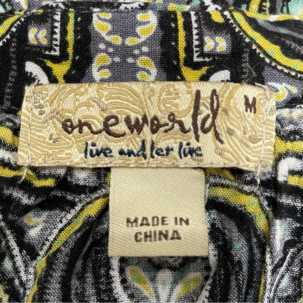 One World psychedelic abstract green and blue top / M / Excellent condit… - Picture 13 of 15